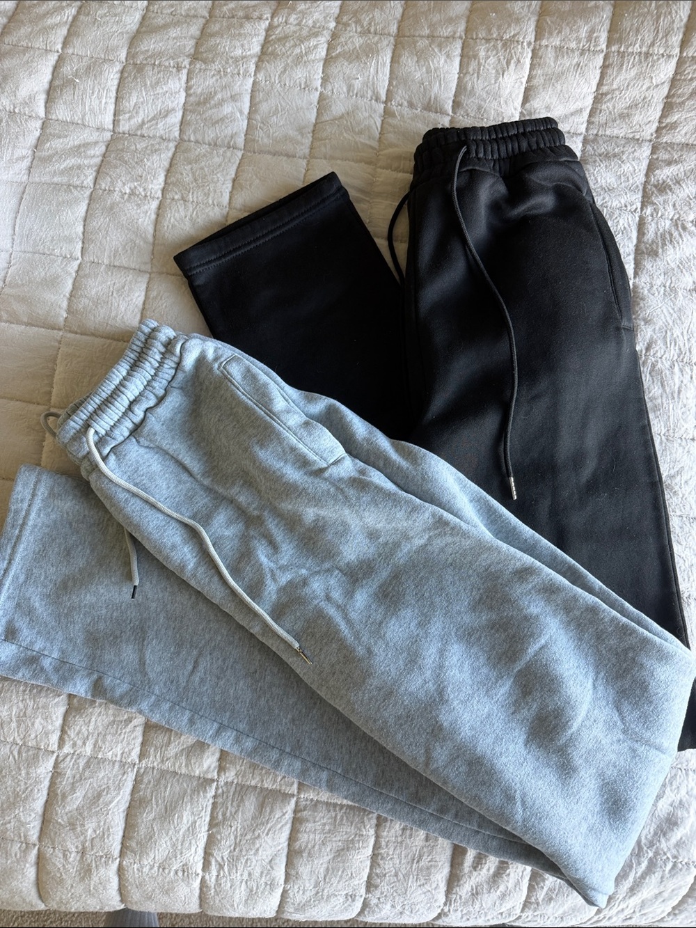 Drawstring Sweatpants - Black & Light Gray. Very TALL. TikTok sweatpants.